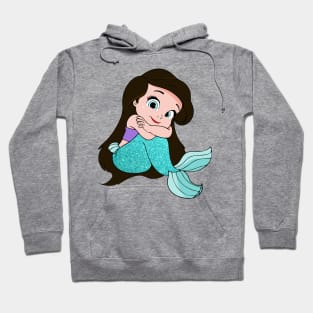 Adorable baby mermaid black hair, cute baby mermaid, under the sea Hoodie